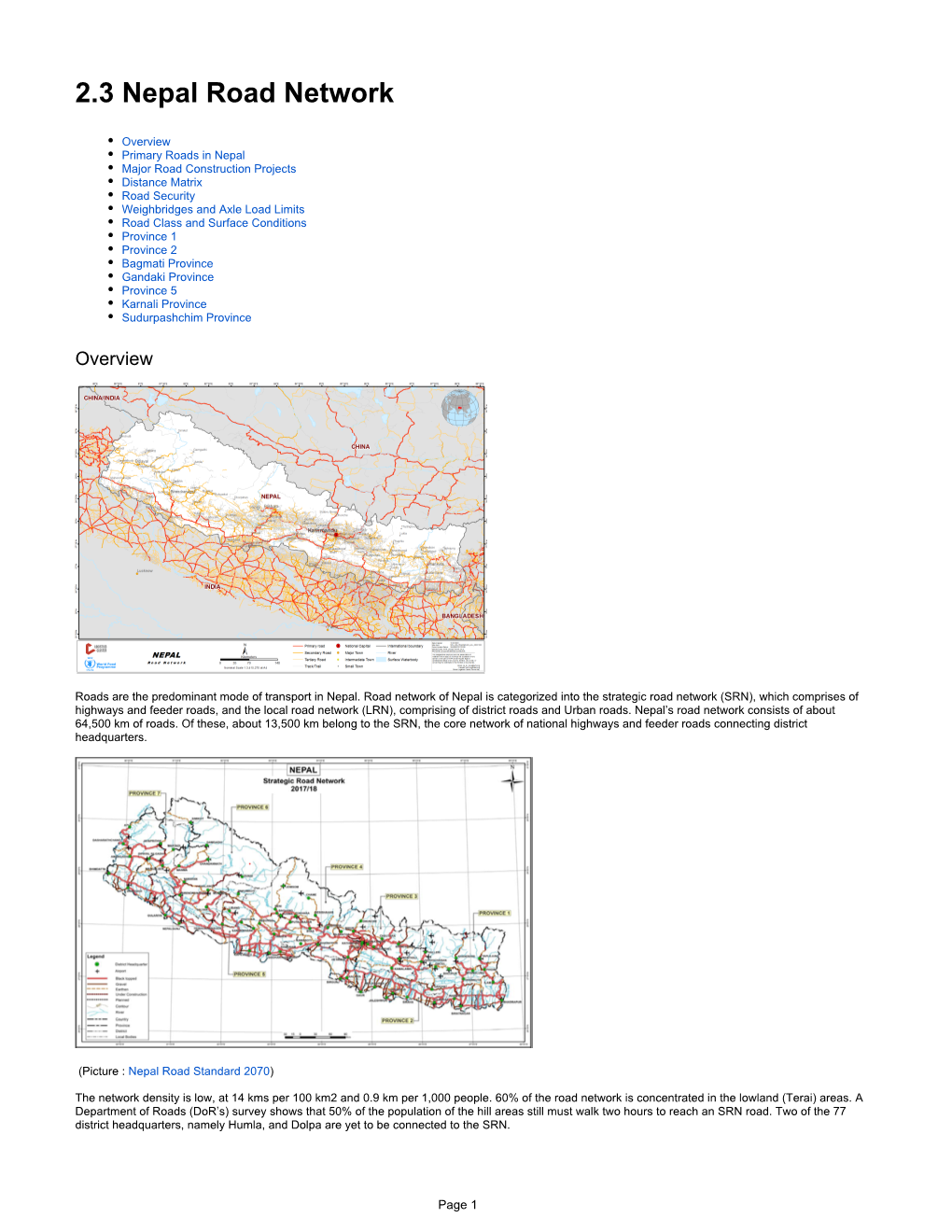 2.3 Nepal Road Network