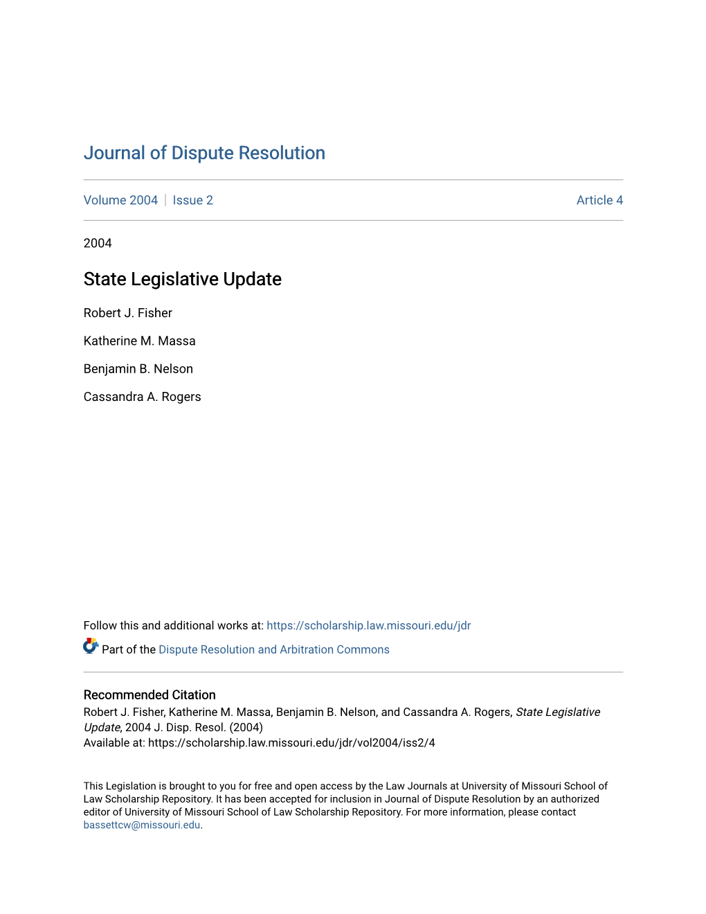 State Legislative Update