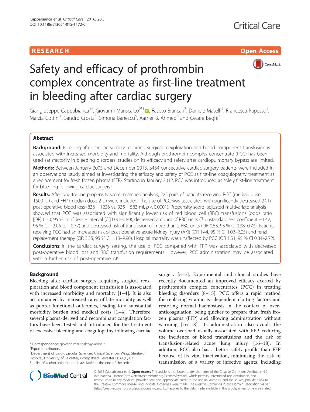 Safety and Efficacy of Prothrombin Complex Concentrate As First-Line