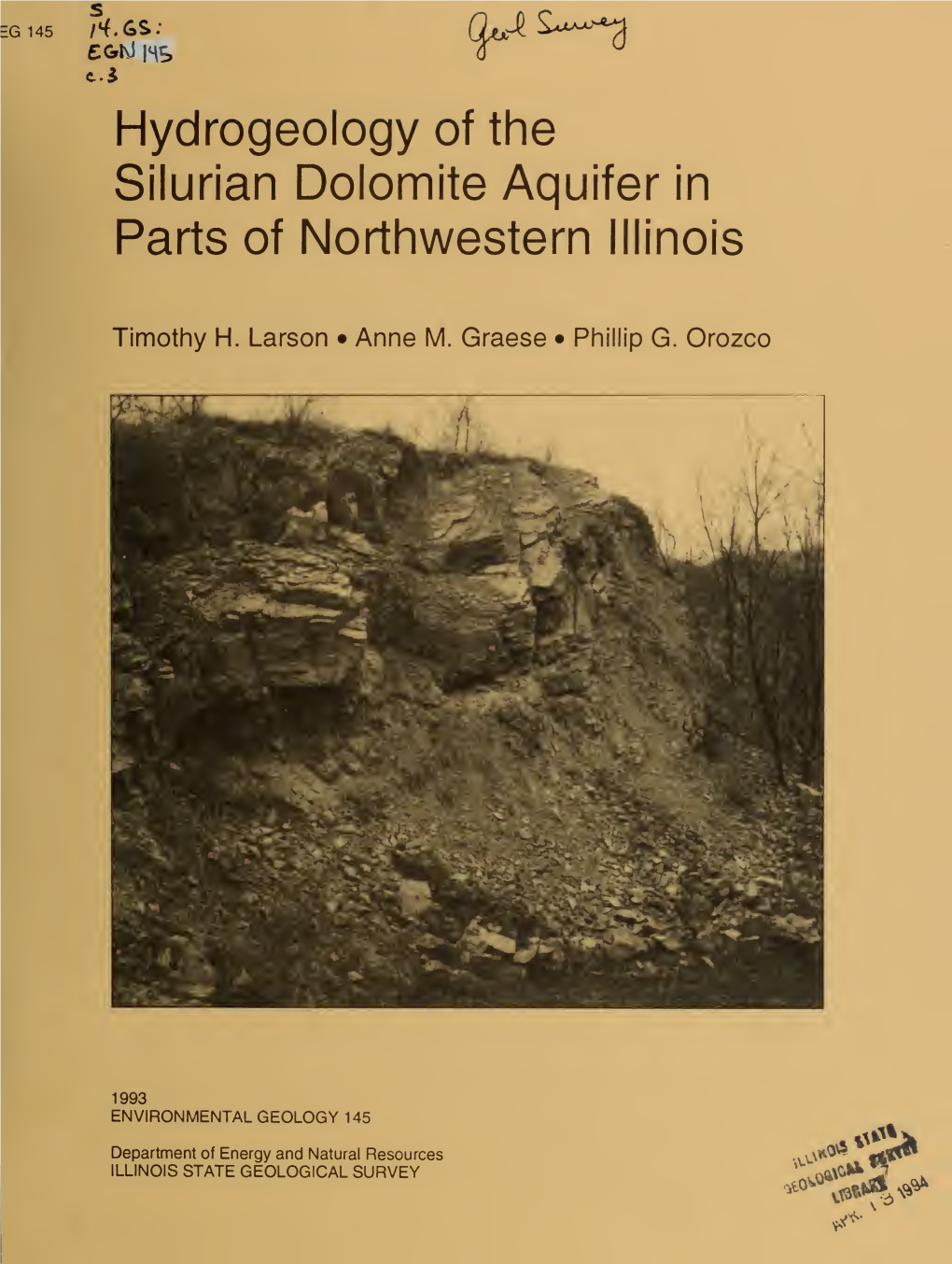 Hydrogeology of the Silurian Dolomite Aquifer in Parts of Northwestern Illinois