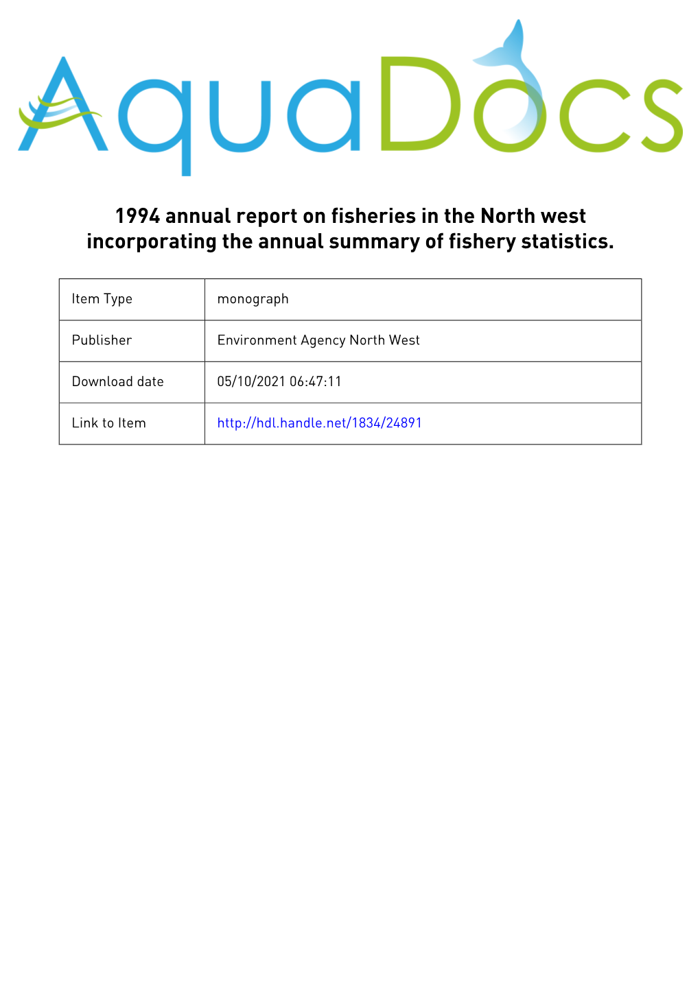Nra North West Region 1994 Annual Fisheries Report