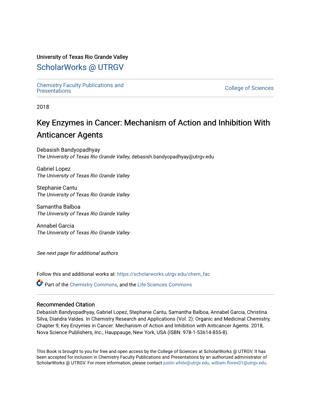 Key Enzymes in Cancer: Mechanism of Action and Inhibition with Anticancer Agents