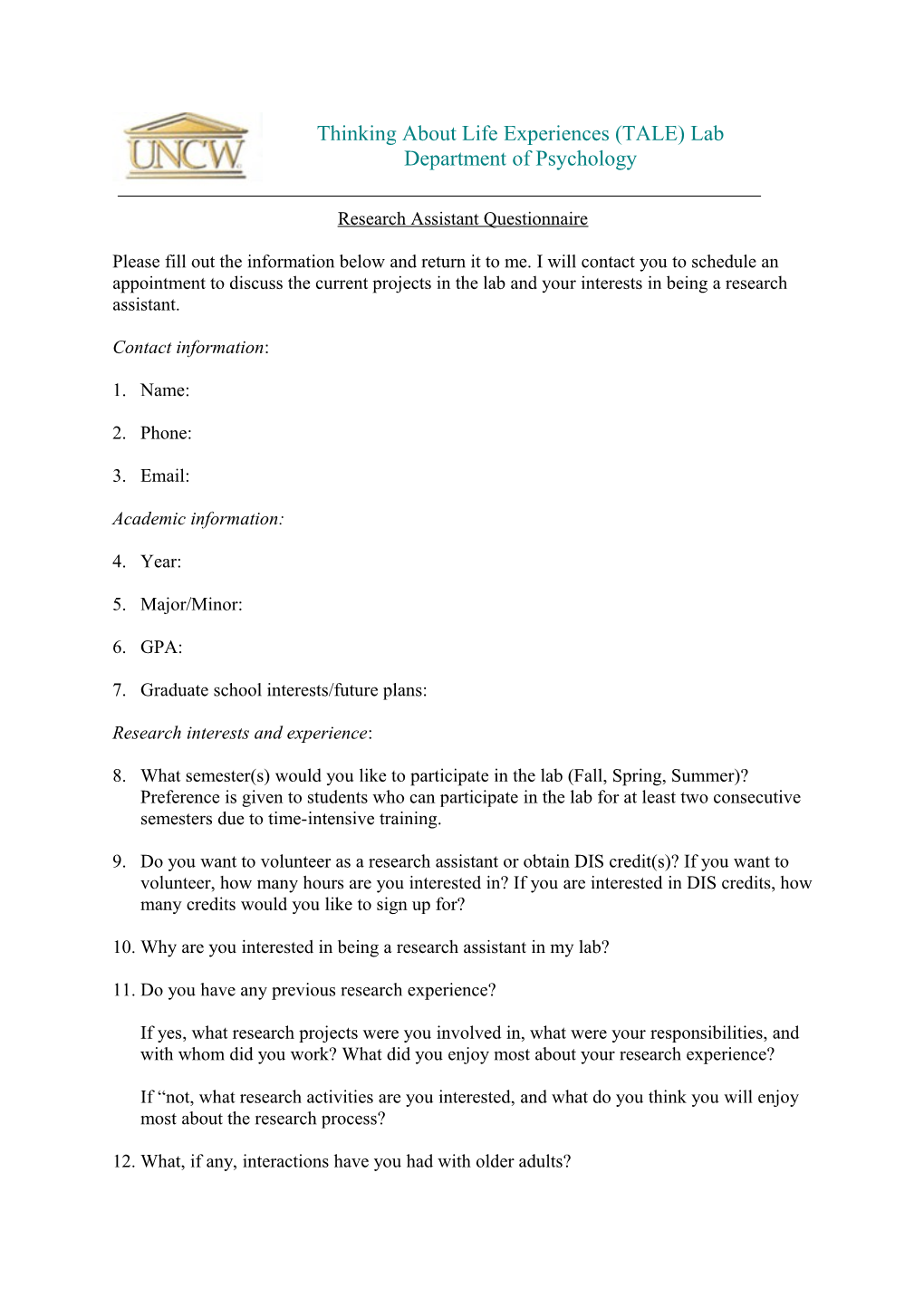 Research Assistant Interview Questions