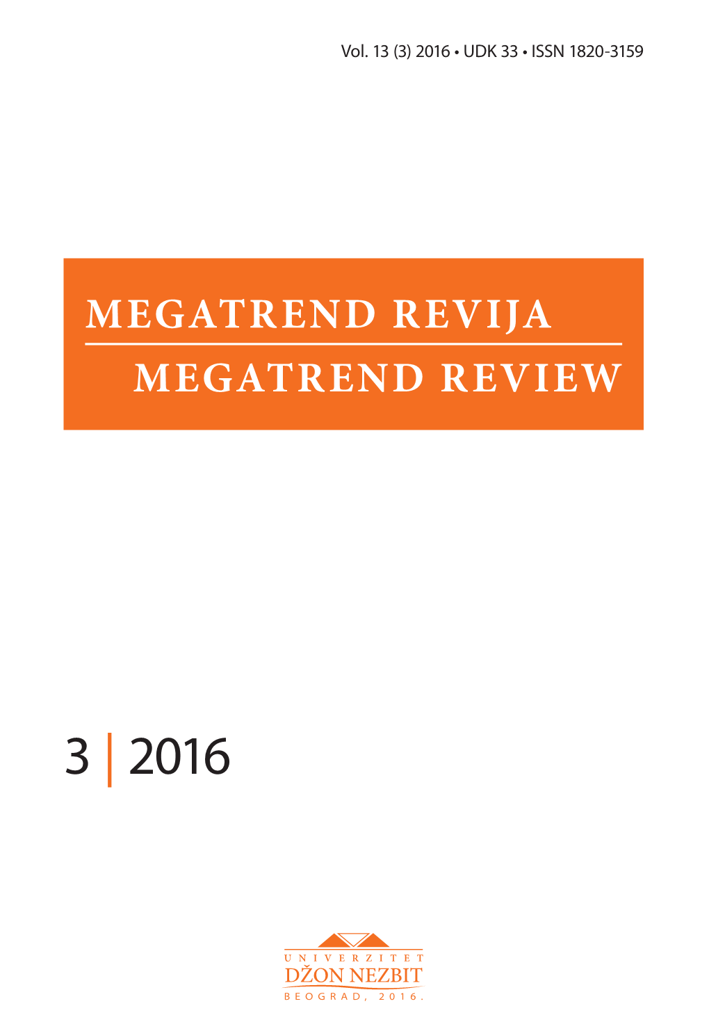 3 | 2016 Megatrend Revija