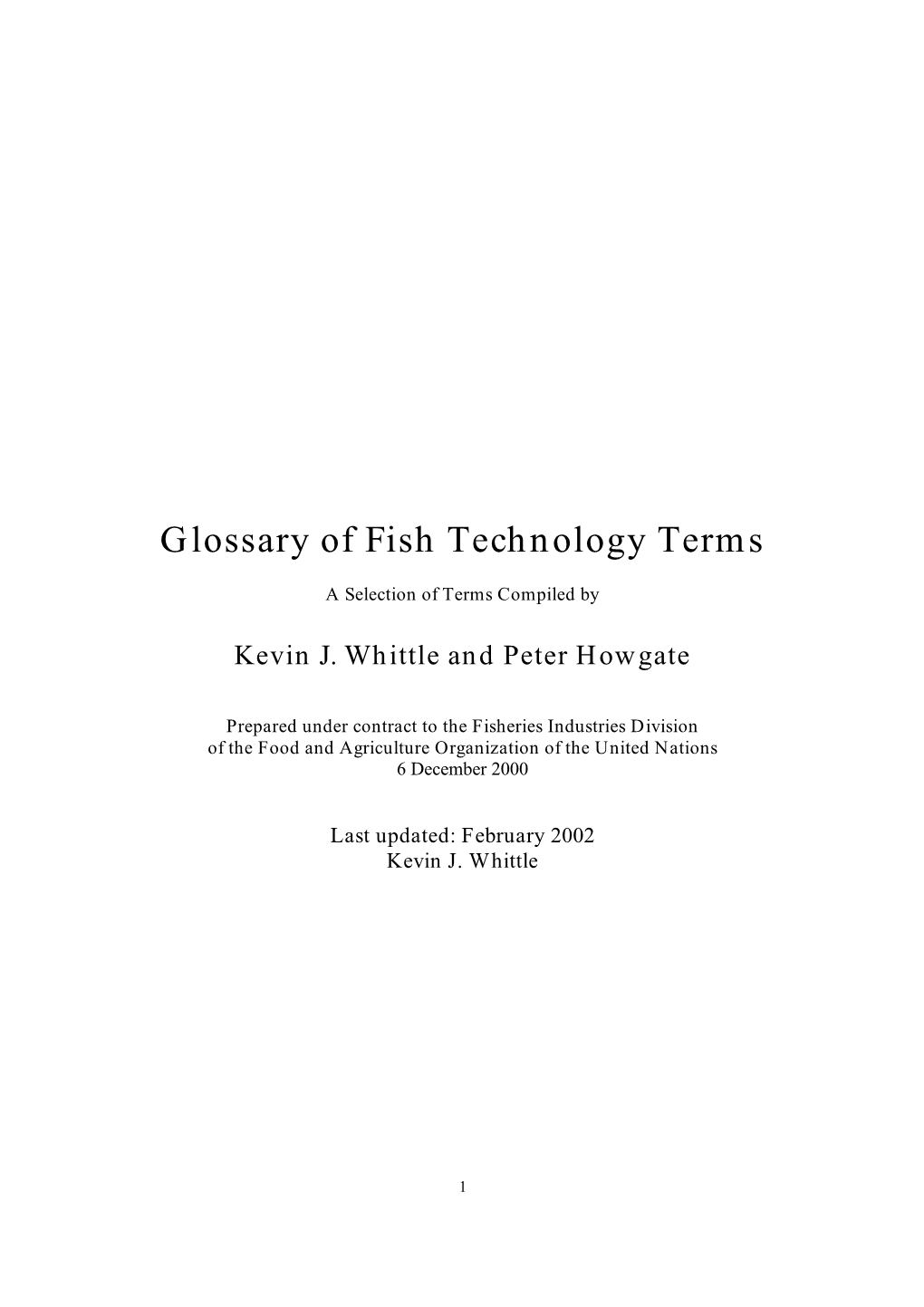 Fish Technology Glossary