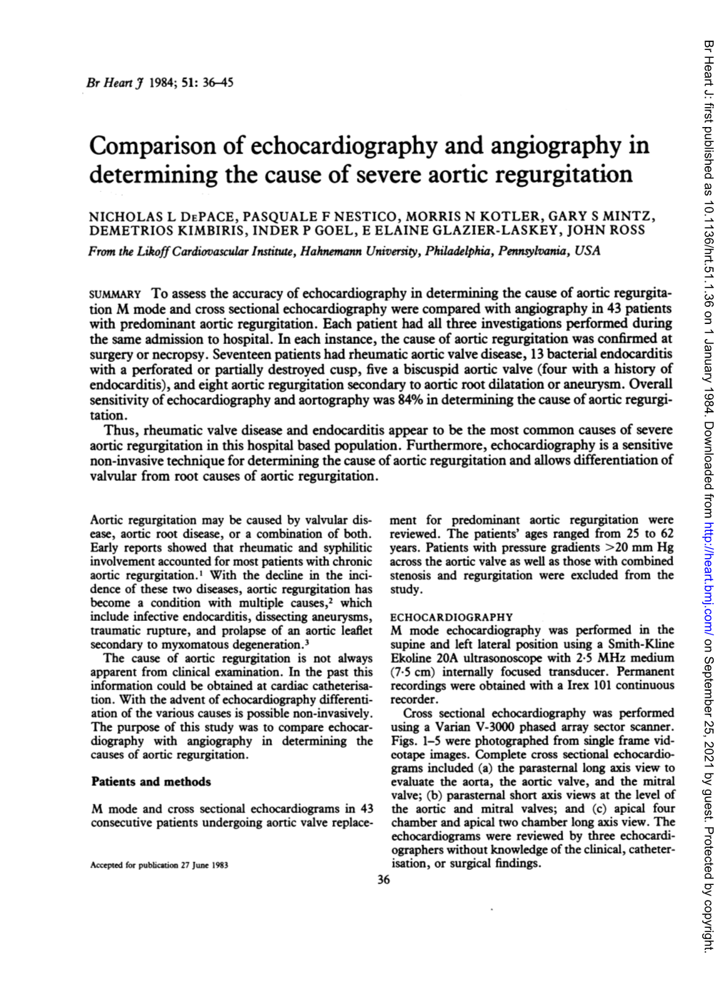 Comparison of Echocardiography and Angiography in Determining the Cause of Severe Aortic Regurgitation