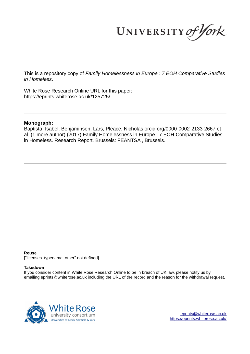 Family Homelessness in Europe : 7 EOH Comparative Studies in Homeless