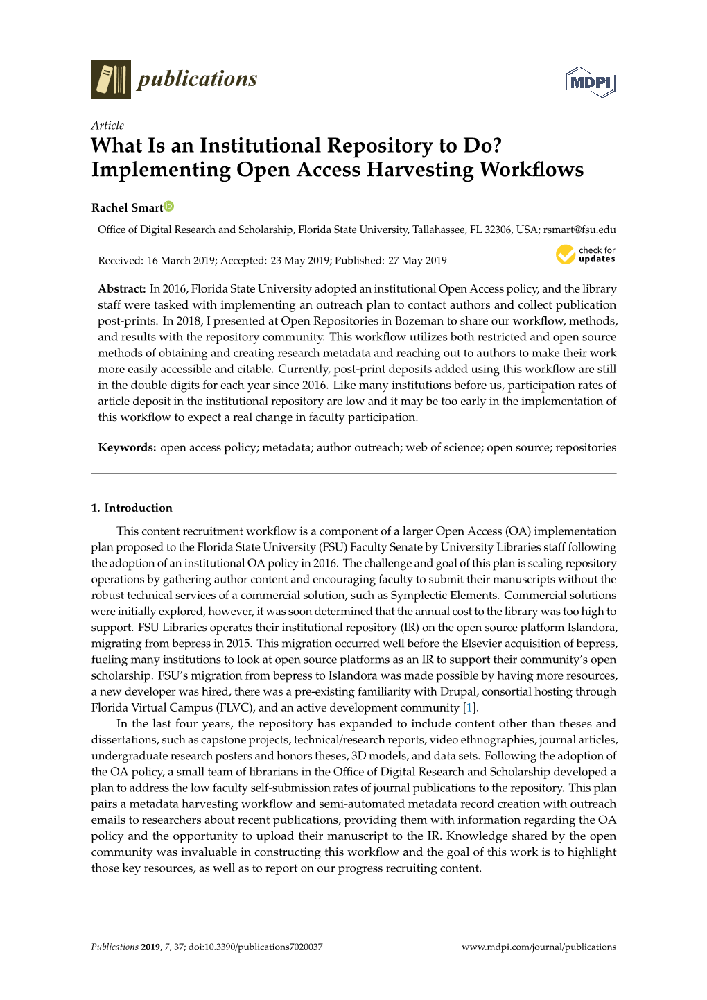 What Is an Institutional Repository to Do? Implementing Open Access Harvesting Workﬂows