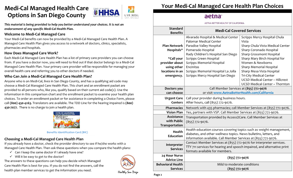 Medi-Cal Managed Health Care Options in San Diego County