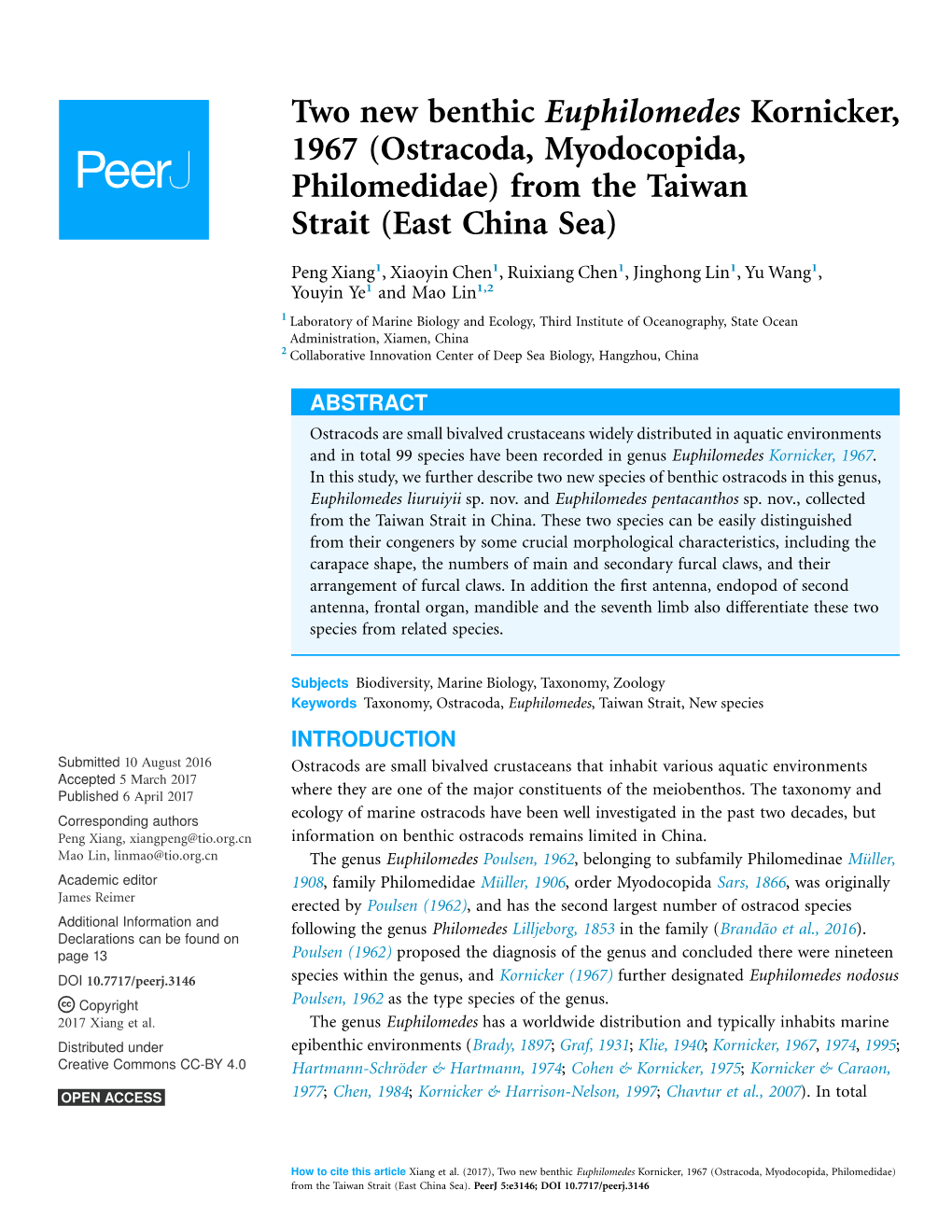 Ostracoda, Myodocopida, Philomedidae) from the Taiwan Strait (East China Sea