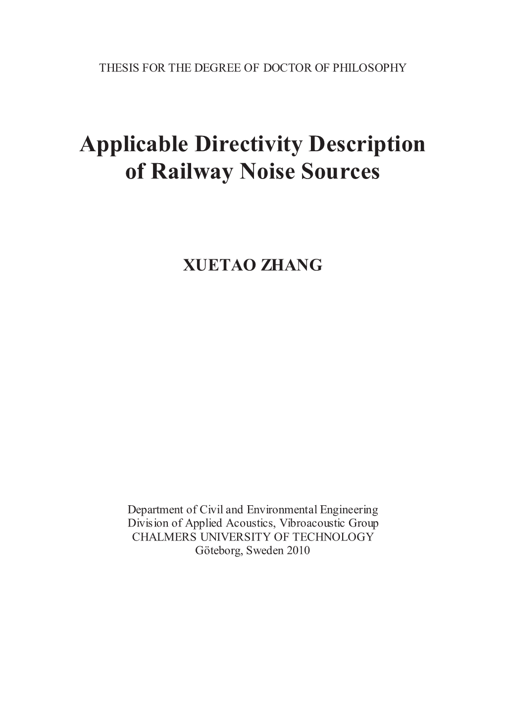 Applicable Directivity Description of Railway Noise Sources