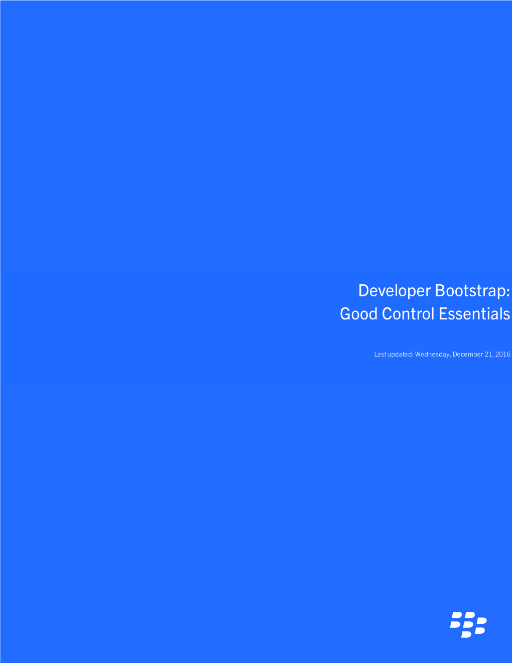 Developer Bootstrap: Good Control Essentials