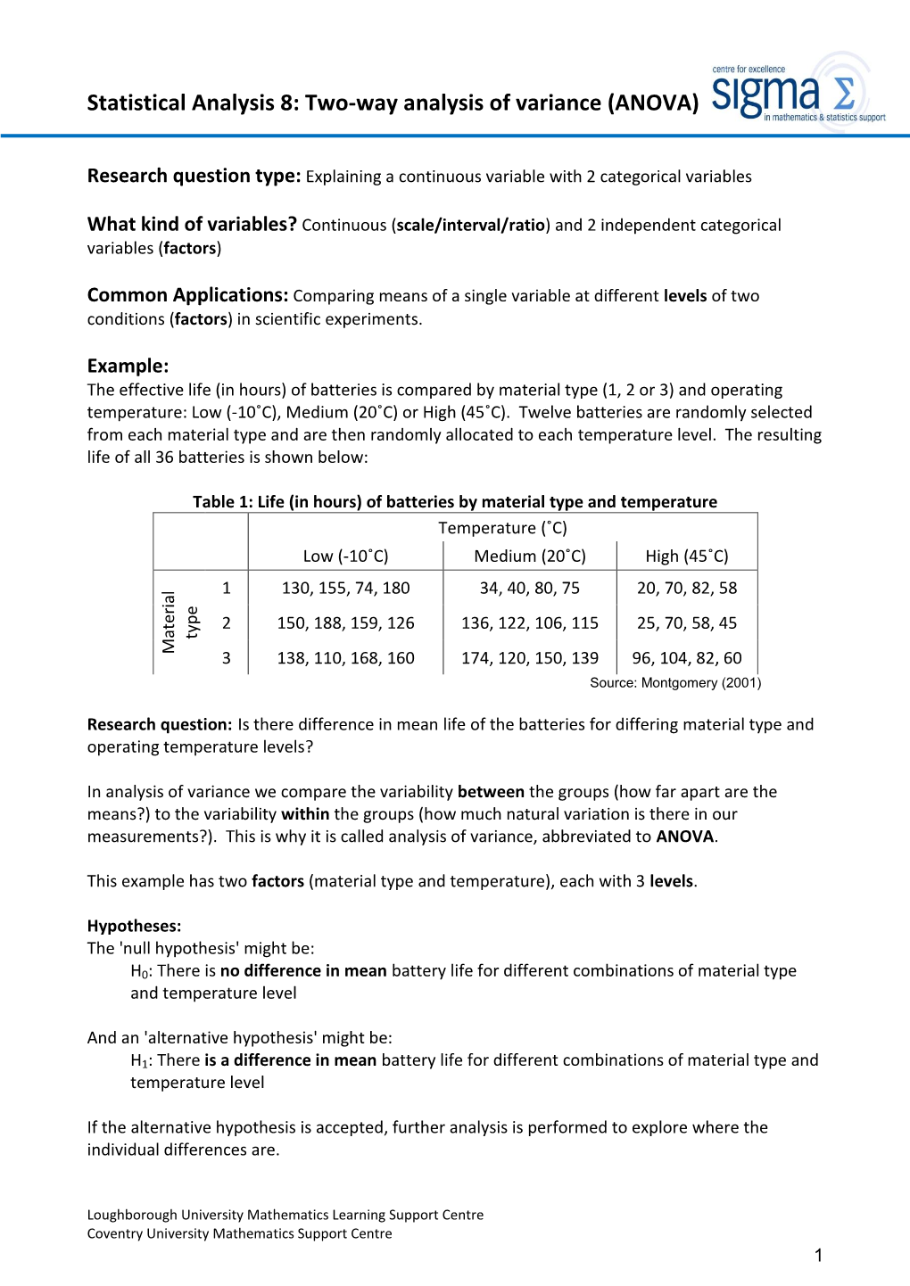 Statistical Analysis 8: Two-Way Analysis of Variance (ANOVA)