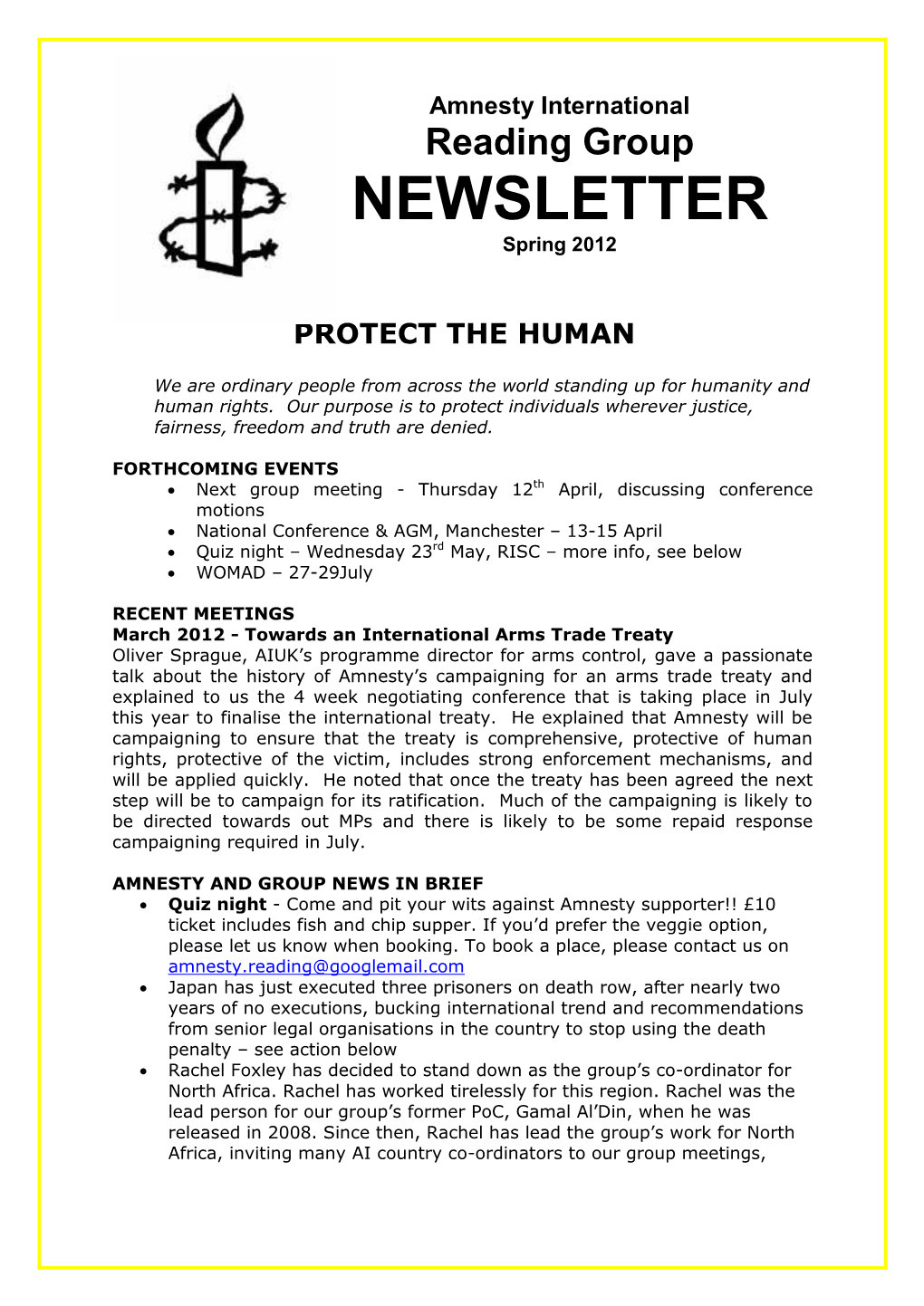 NEWSLETTER Spring 2012