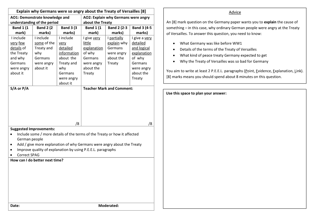 Explain Why Germans Were So Angry About the Treaty of Versailles [8] Advice