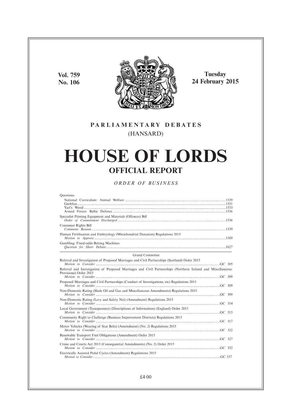 House of Lords Official Report