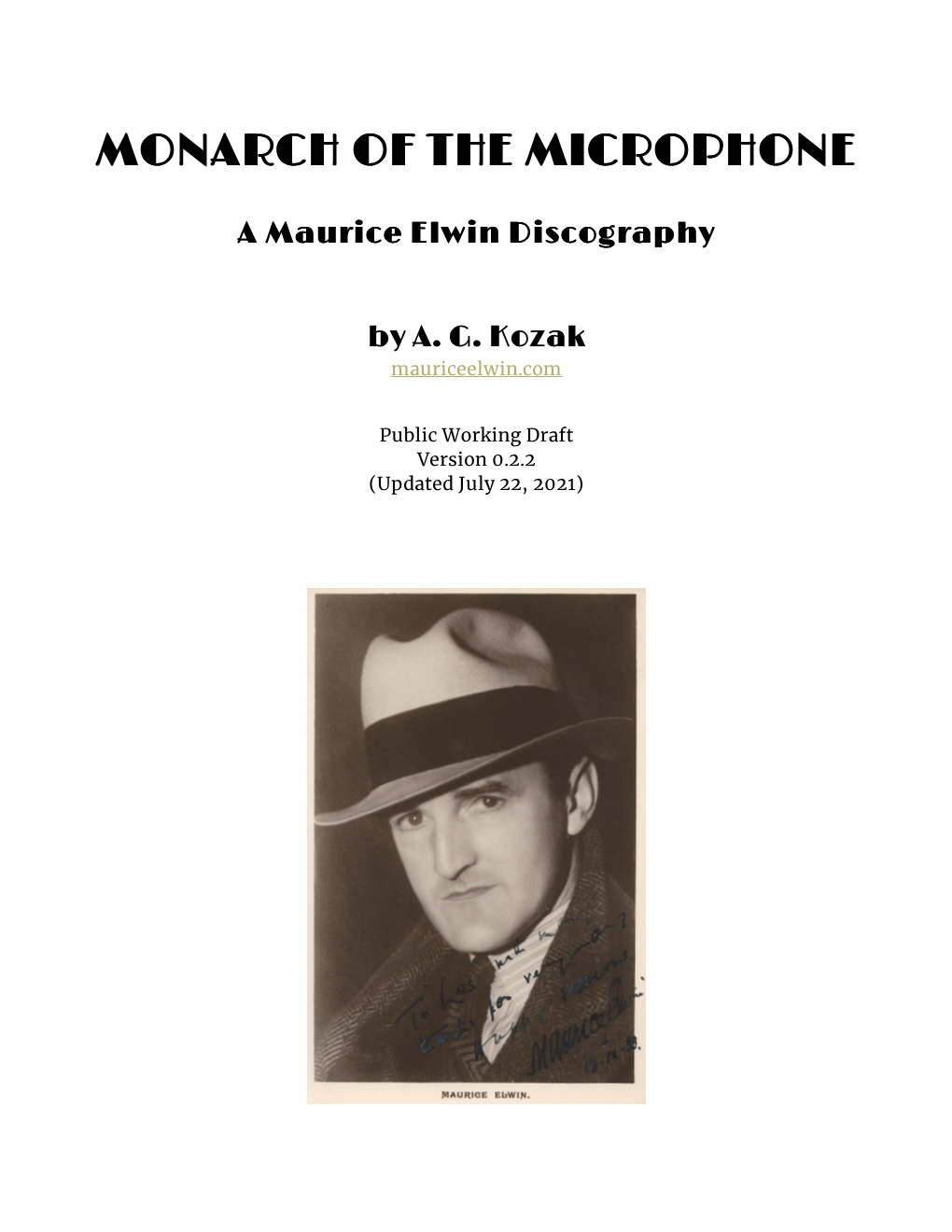 Monarch of the Microphone: a Maurice Elwin Discography by A