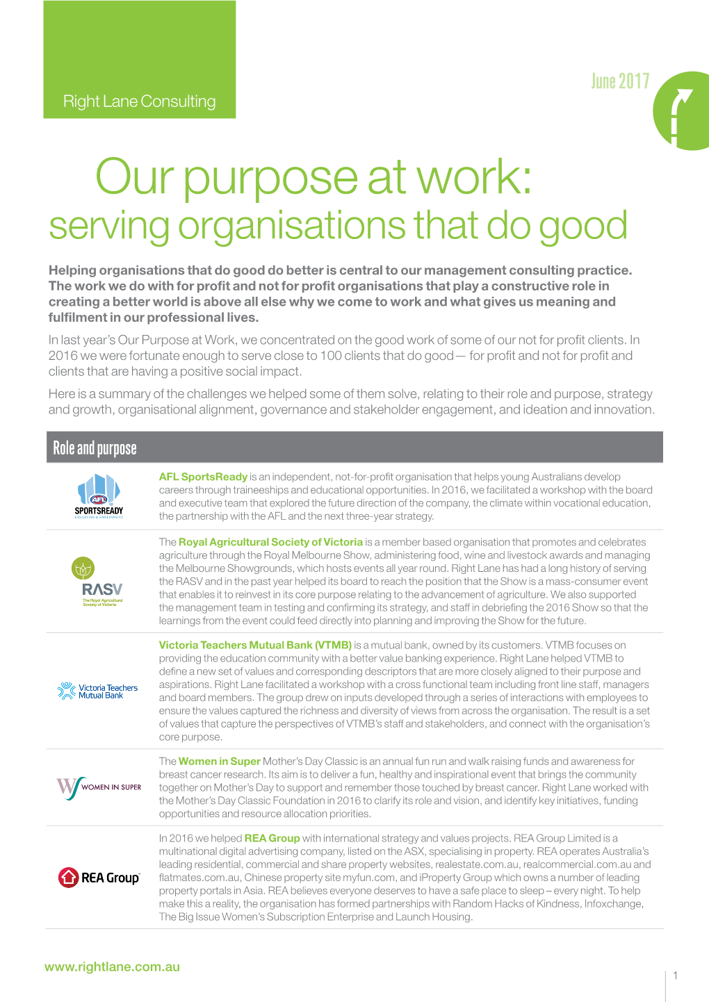 Our Purpose at Work: Serving Organisations That Do Good