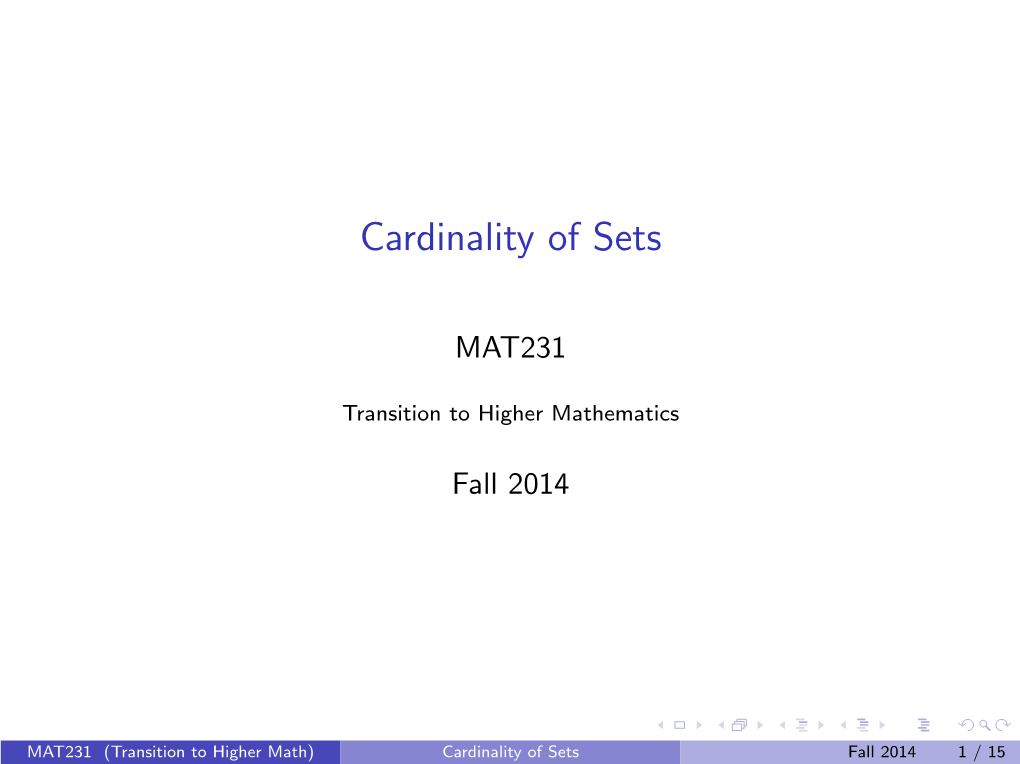 Cardinality of Sets