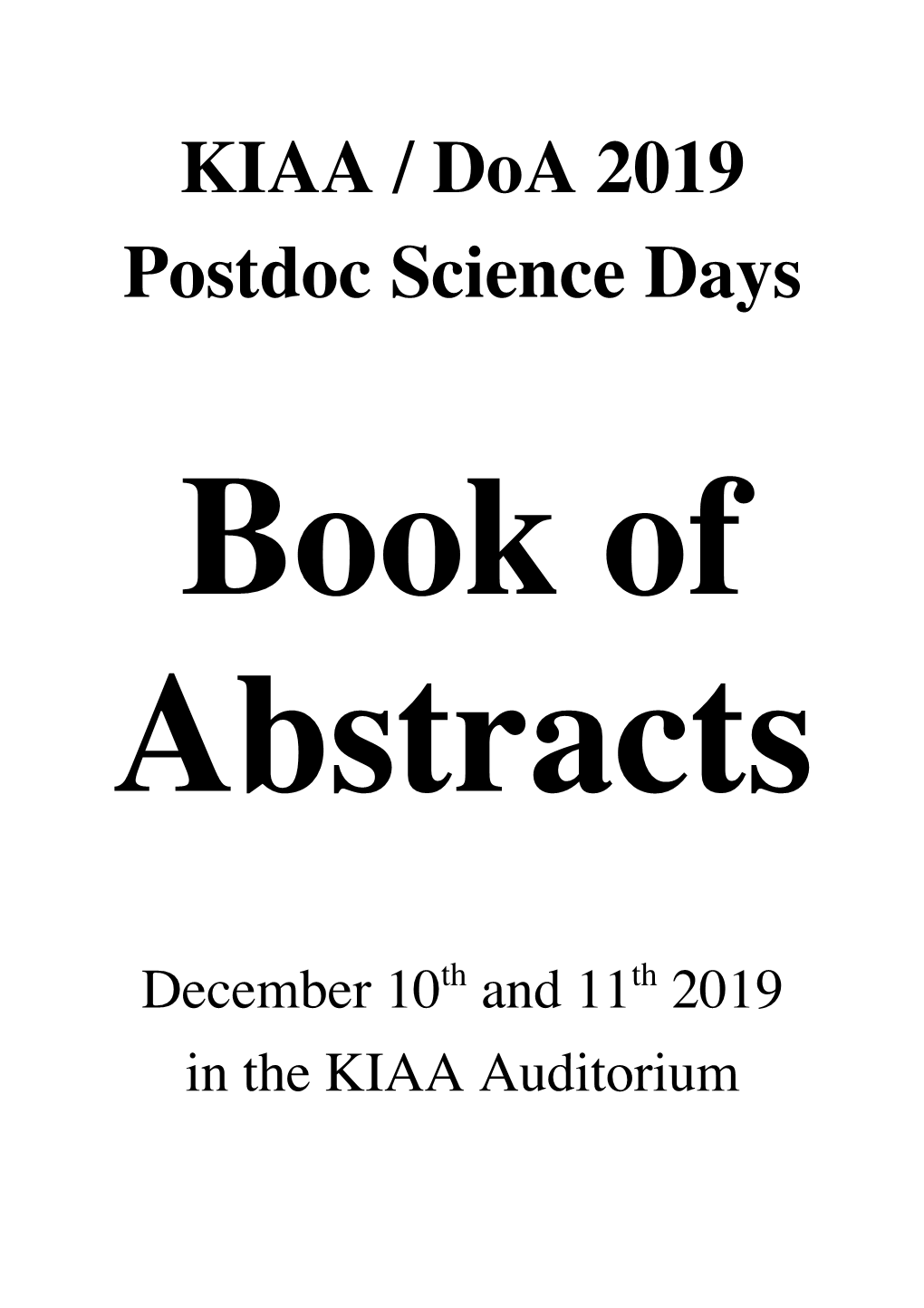 Book of Abstracts