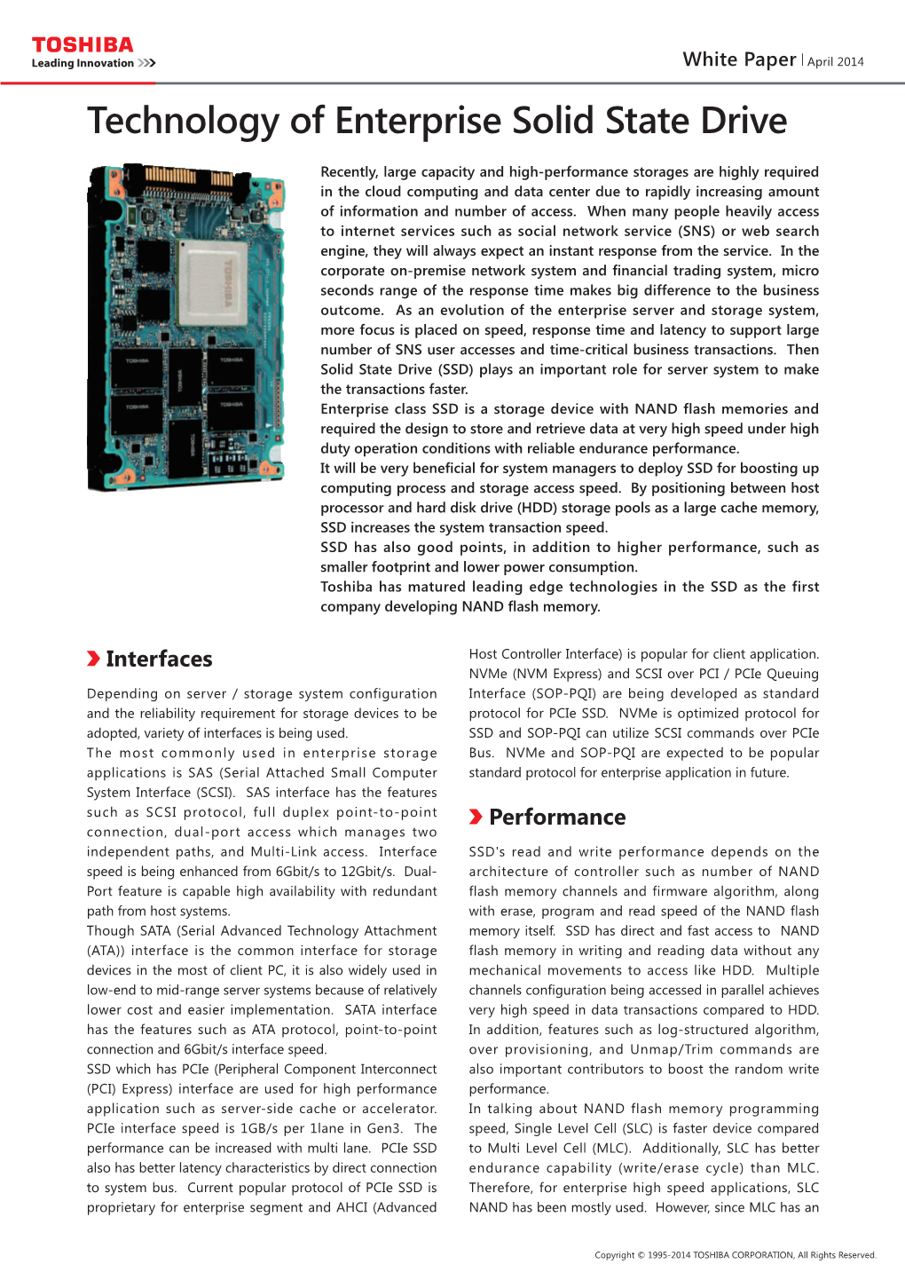 Technology of Enterprise Solid State Drive