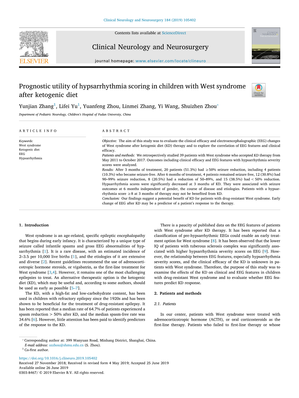 Prognostic Utility of Hypsarrhythmia Scoring in Children with West