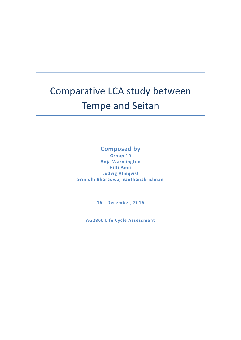 Comparative LCA Study Between Tempe and Seitan