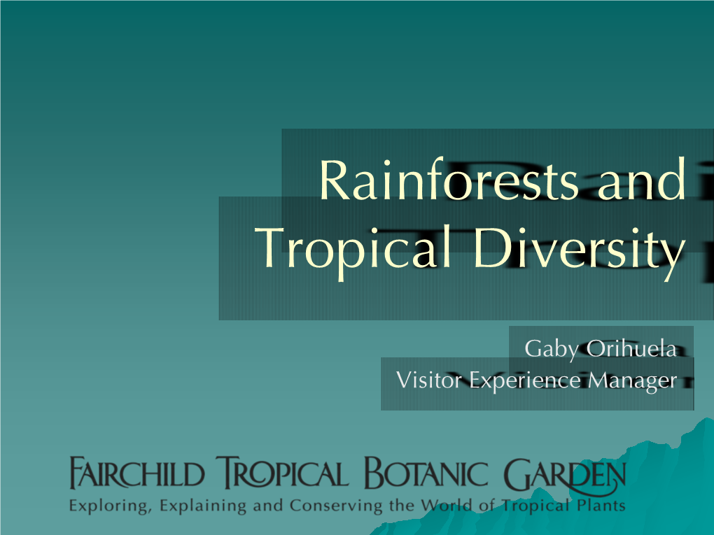 Rainforests and Tropical Diversity