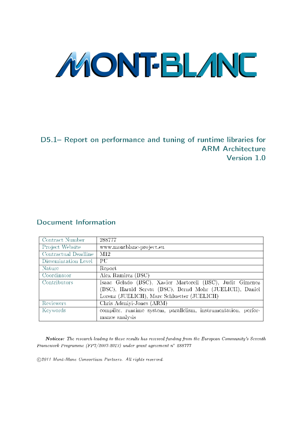 D5.1 Report on Performance and Tuning of Runtime Libraries for ARM