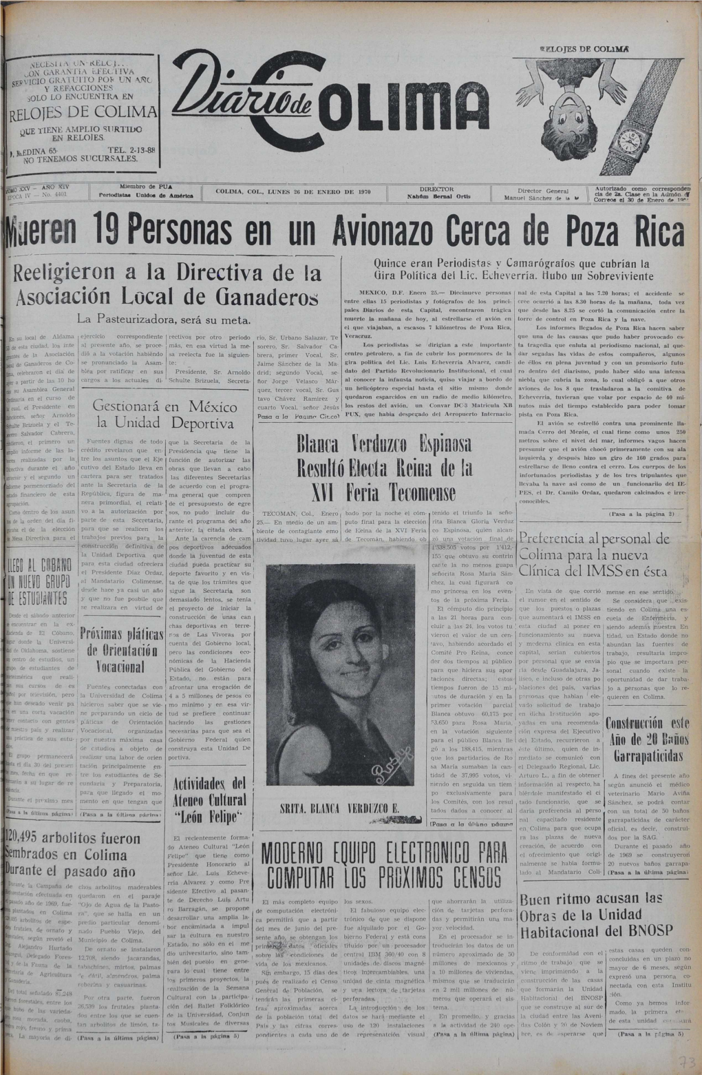 Mjeren 19 Personas Envn Avionazo Çerca De Poza Rica Quince Eran Periodistas 'I Carnarografos Que Cubrian La Reeligieron a La Directiva De La (Jira Política De Lic