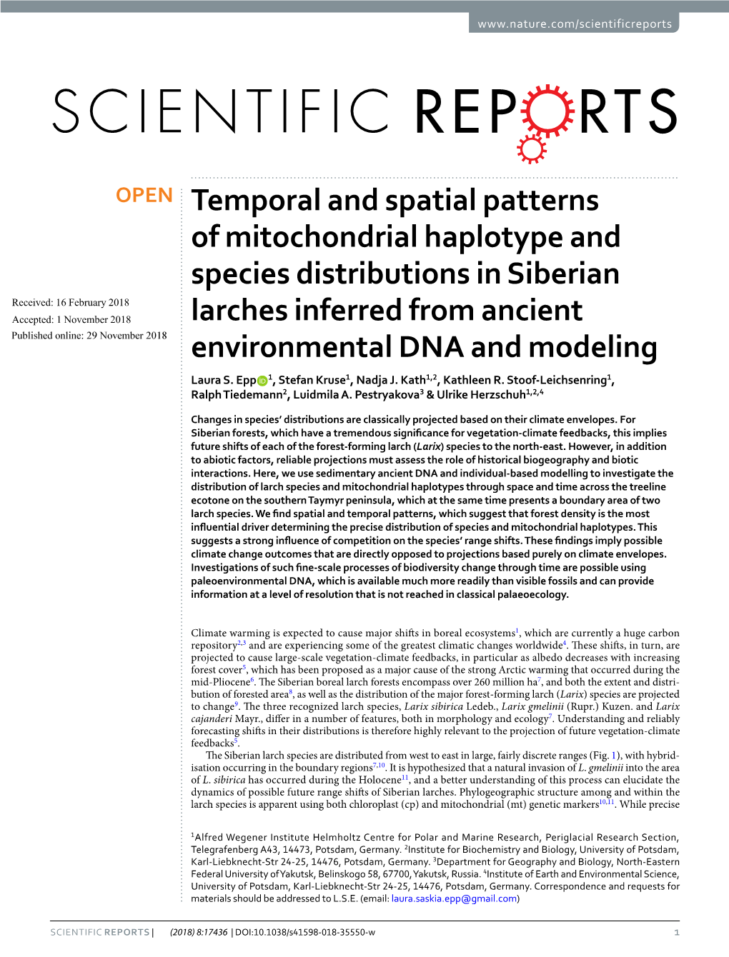 Temporal and Spatial Patterns of Mitochondrial Haplotype And