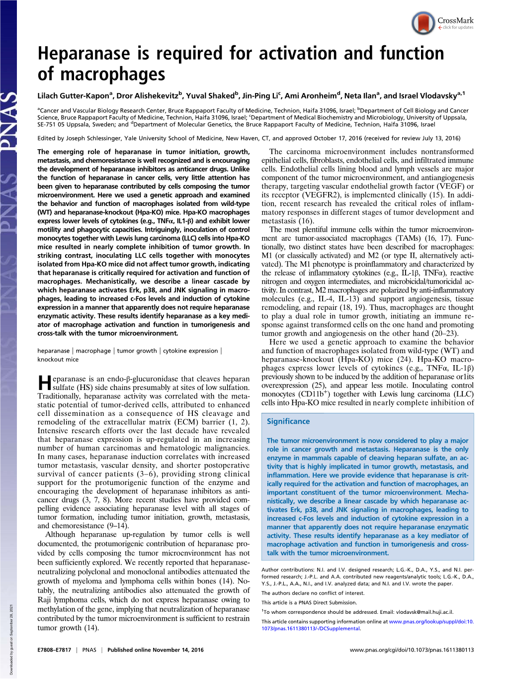 Heparanase Is Required for Activation and Function of Macrophages