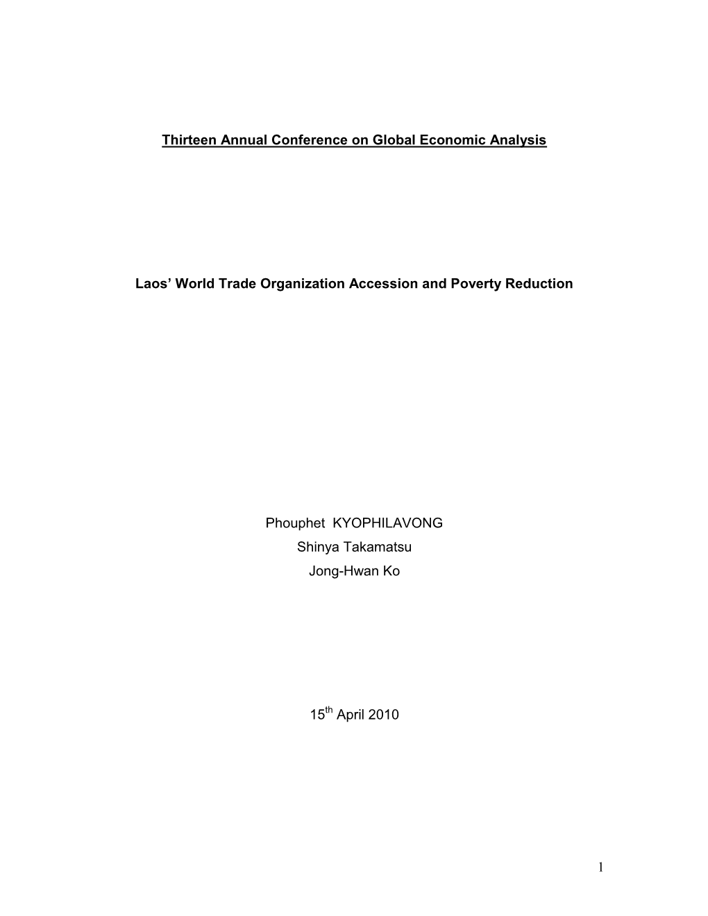 Impact of Laos's Accession to the World Trade Organization