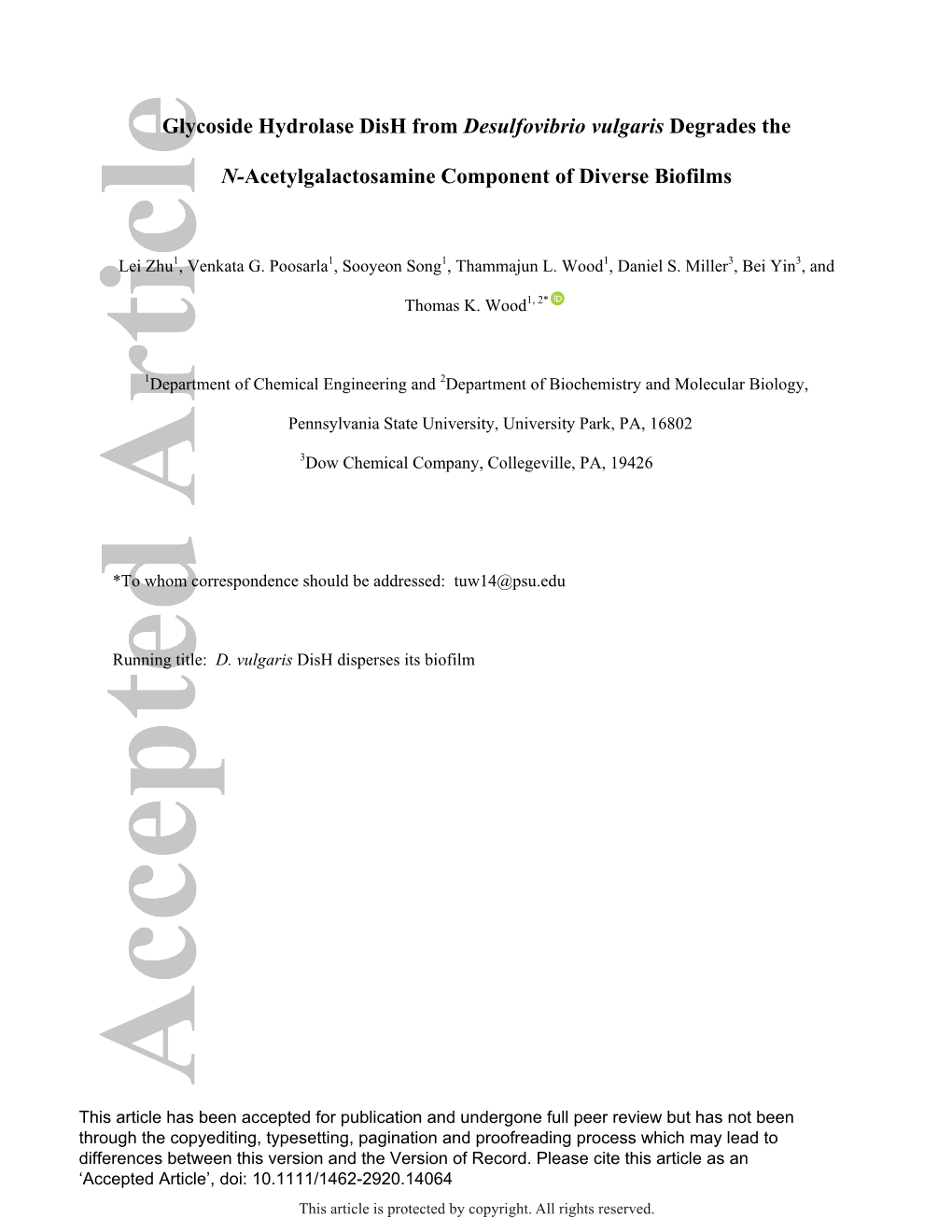 Glycoside Hydrolase Dish from Desulfovibrio Vulgaris Degrades The