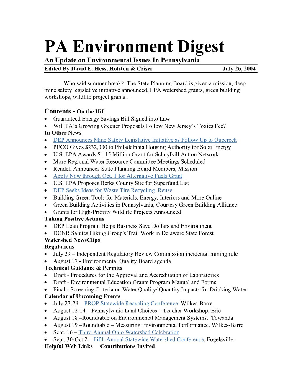 PA Environment Œ June 4, 2004