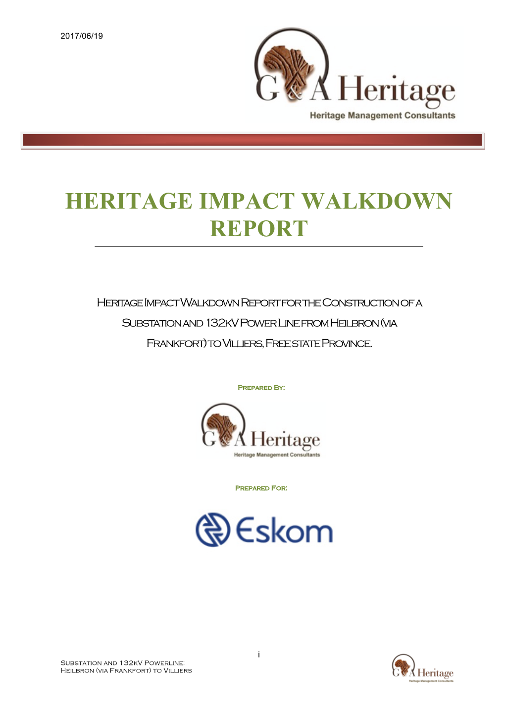 Heritage Impact Walkdown Report