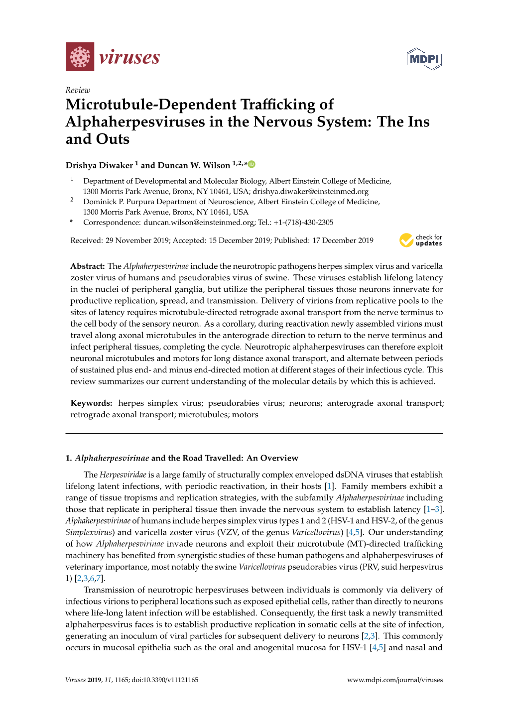 Microtubule-Dependent Trafficking of Alphaherpesviruses in the Nervous