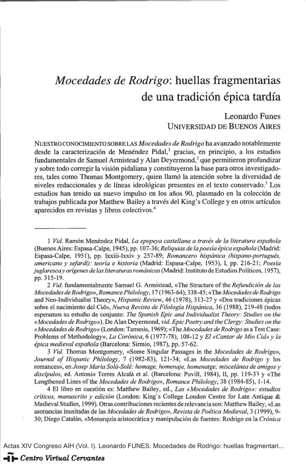 Mocedades De Rodrigo: Huellas Fragmentarias De Una Tradición Épica Tardía