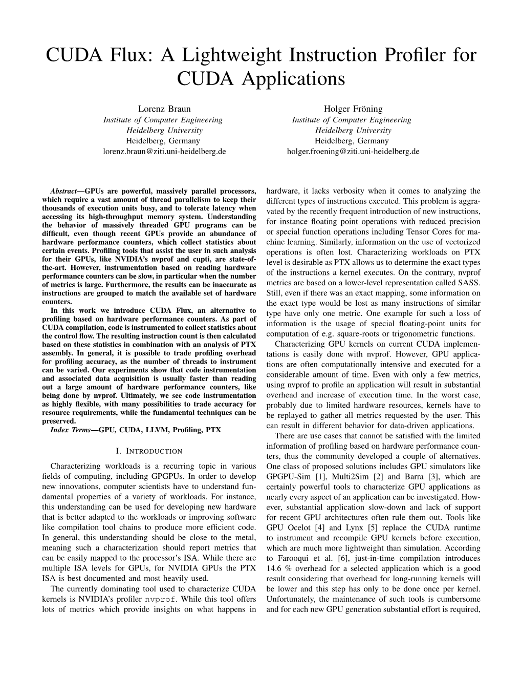 CUDA Flux: a Lightweight Instruction Profiler for CUDA Applications