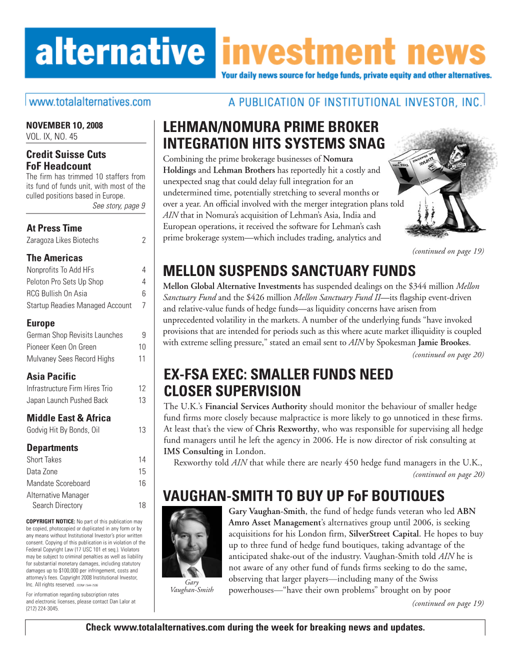 Alternative Investment News November 10, 2008