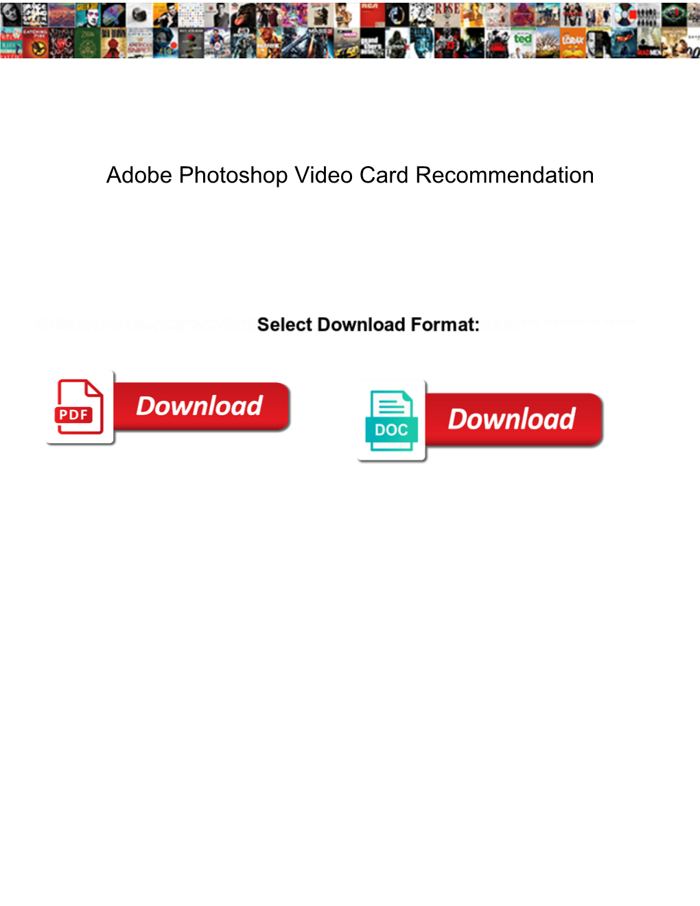 Adobe Photoshop Video Card Recommendation