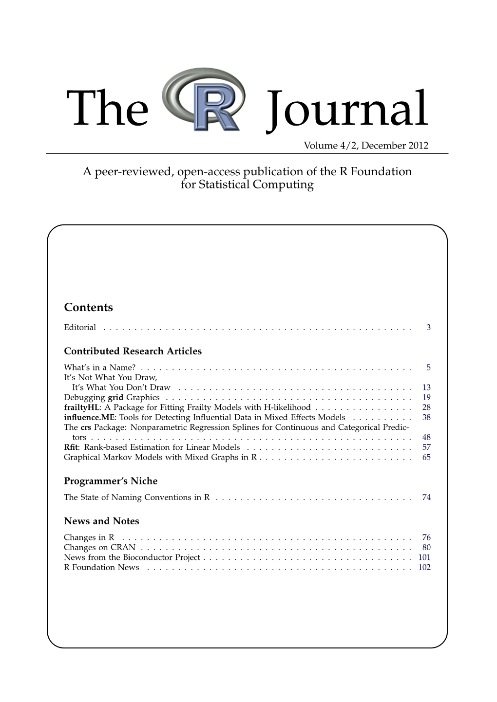 The R Journal Volume 4/2, December 2012
