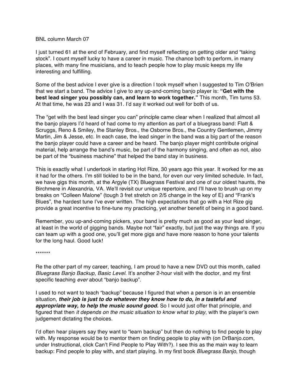 BNL Column March 07 I Just Turned 61 at the End of February