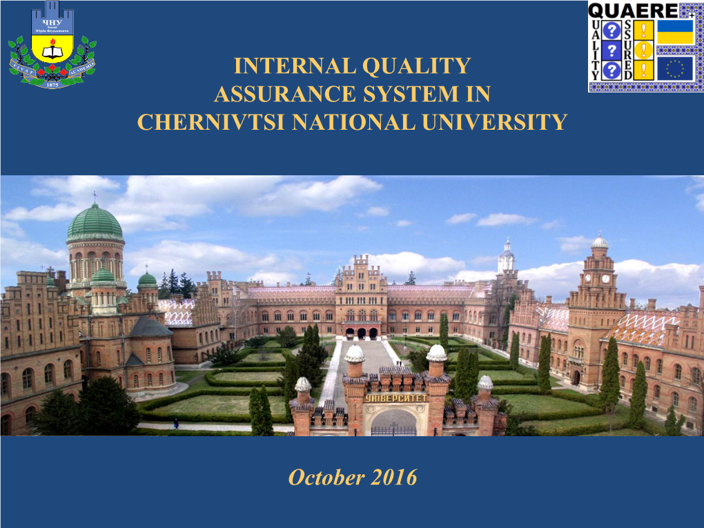 Internal Quality Assurance System in Chernivtsi National University