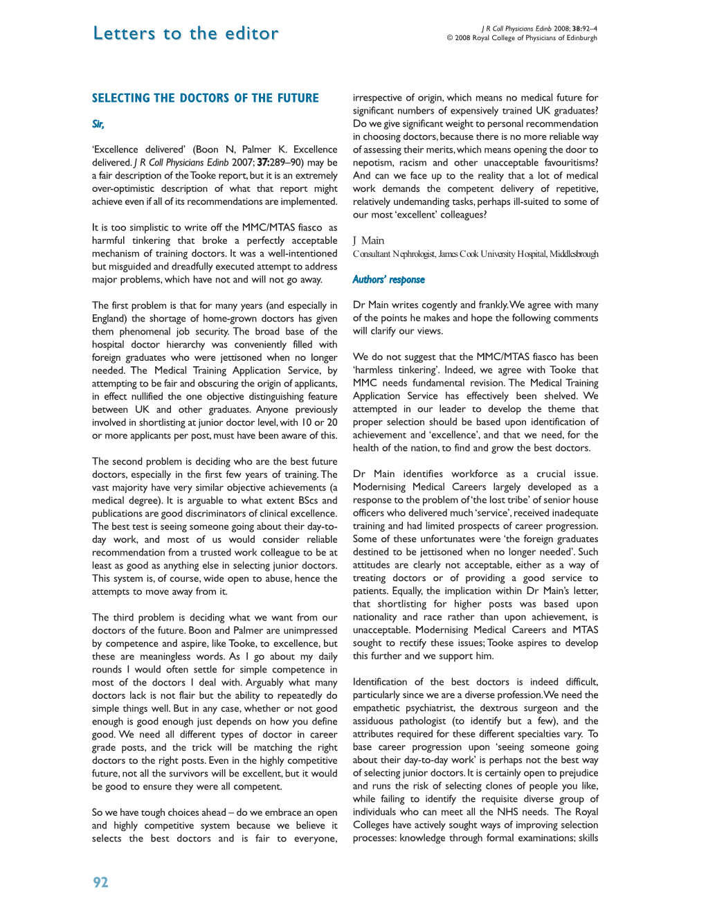 Letters to the Editor © 2008 Royal College of Physicians of Edinburgh