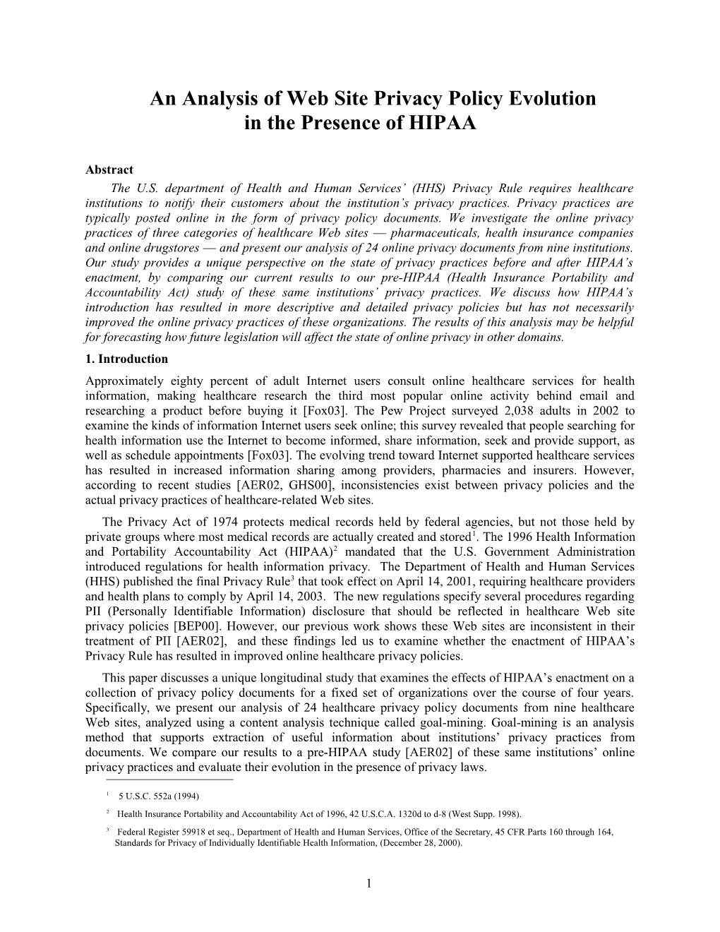 An Analysis of Privacy Practice Evolution in the Presence of HIPAA