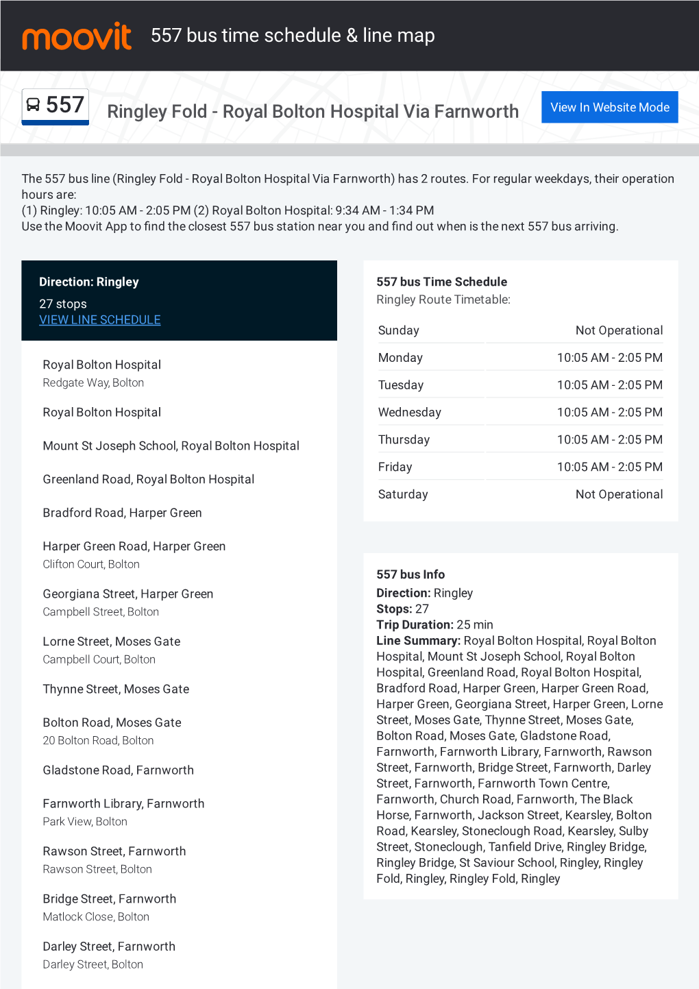 557 Bus Time Schedule & Line Route