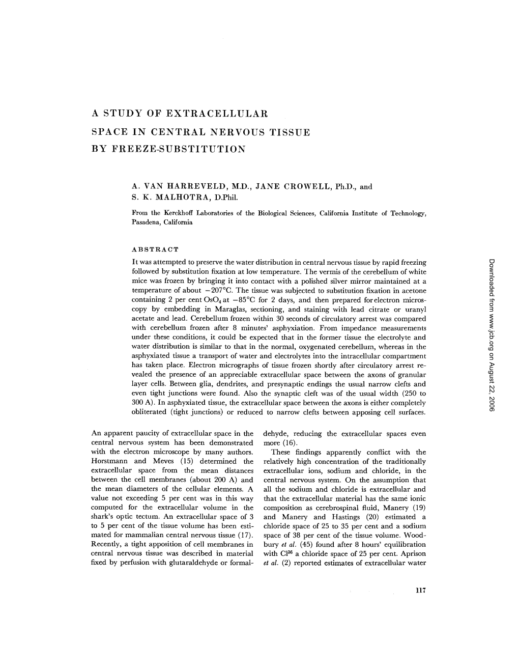 A Study of Extracellular Space in Central Nervous Tissue by Freeze-Substitution