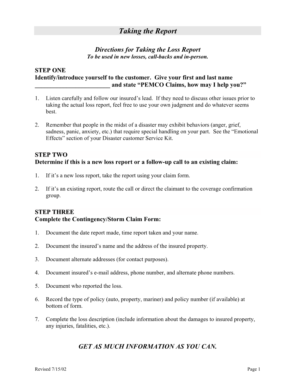 Emotional Effects” Section of Your Disaster Customer Service Kit