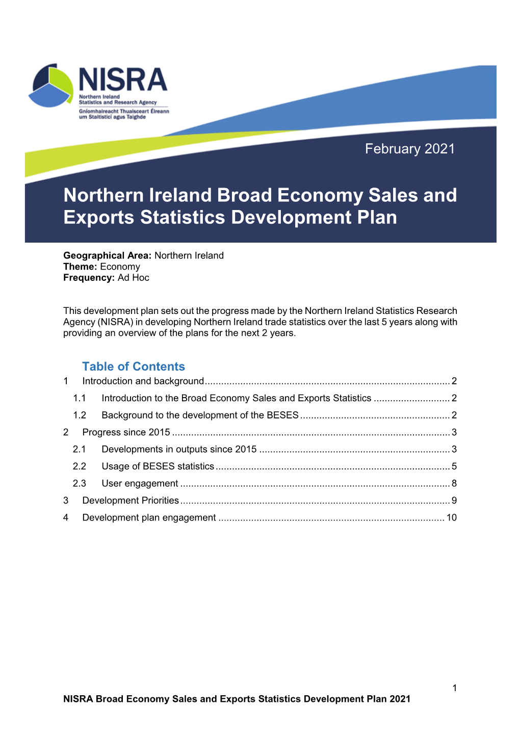 Broad Economy Sales and Exports Statistics Development Plan
